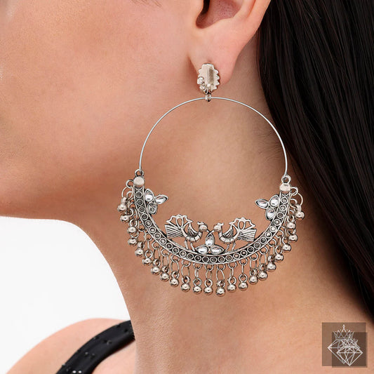 Peacock & Ghungroo Statement Earrings