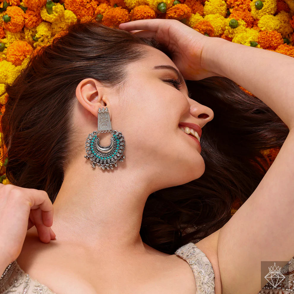 Opulent Enameled Chand Bali Statement Earrings