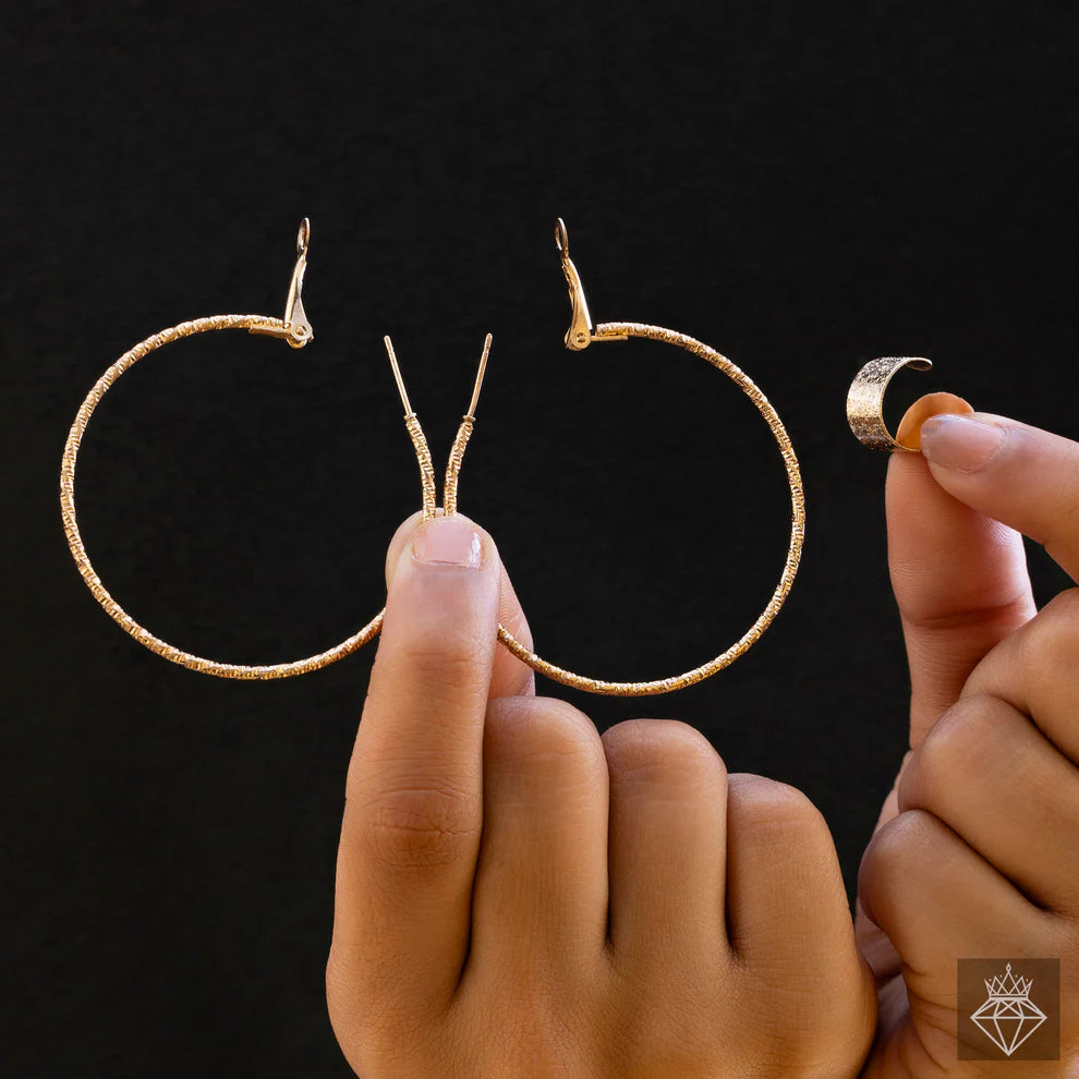 Anti-Tarnish Golden Hoops With Ear Cuff