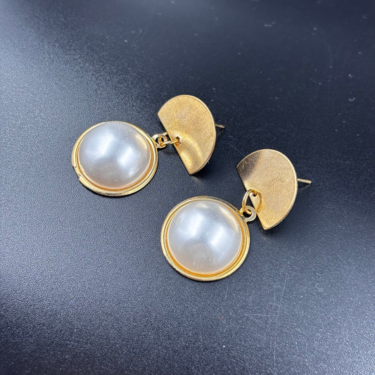 Elegant Gold & Pearl Dangle Earrings