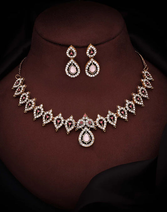 Baby Pink Gold Choker Necklace Set