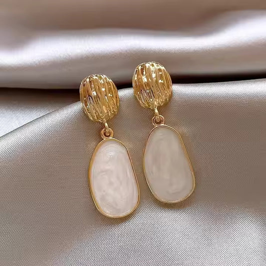 Textured Golden Enamel Earrings