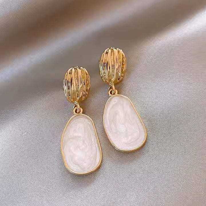 Textured Golden Enamel Earrings