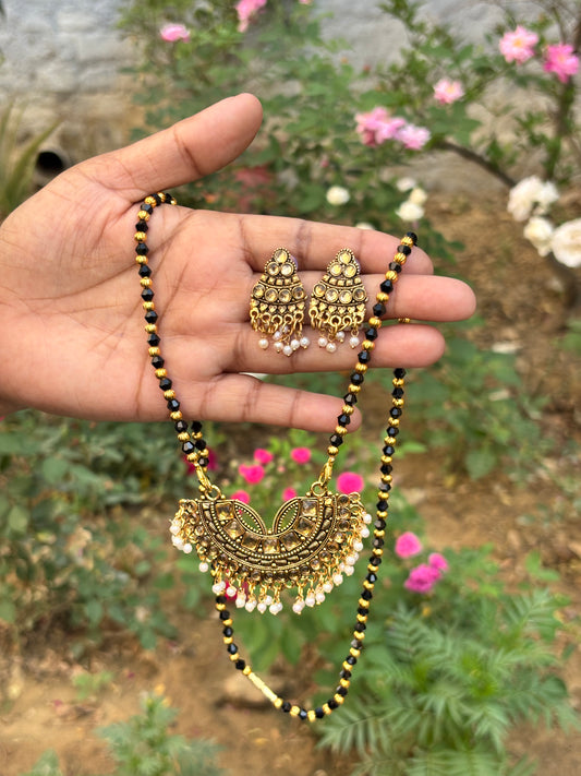 Gold-Plated Mangalsutra & Earrings Set – Timeless Beauty