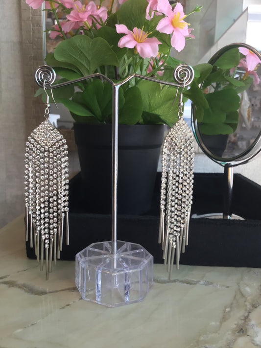 silver Plated Bohemian Acrylic Beads With Chain Dangle Earring