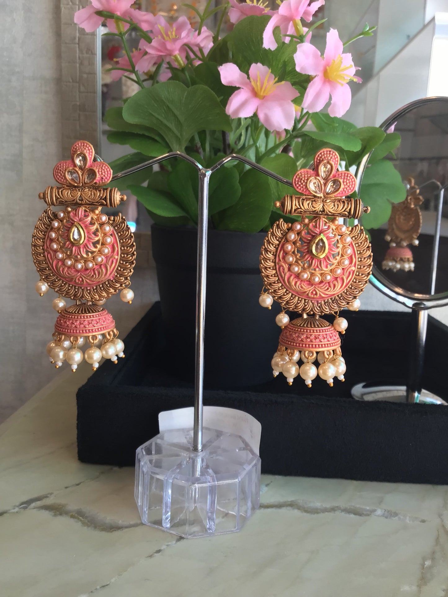 Traditional Designer Meenakari Antique Beads Alloy Jhumki Earring