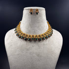 Antique Gold Necklace Set with Green Gemstones