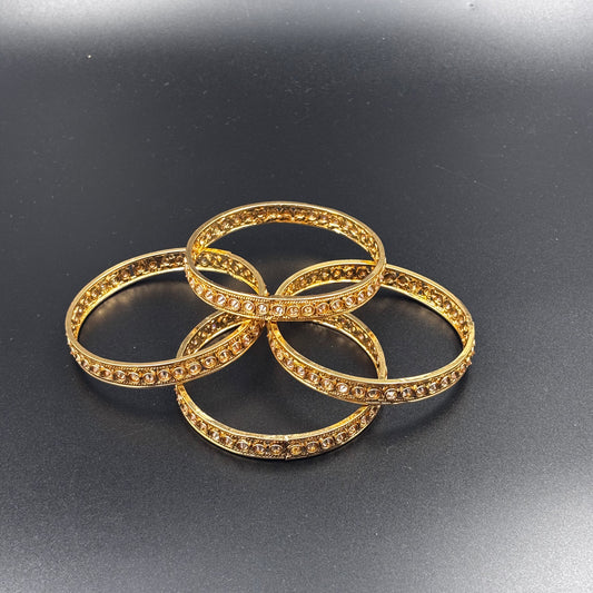 Traditional Gold-Plated Crystal Bangles Set
