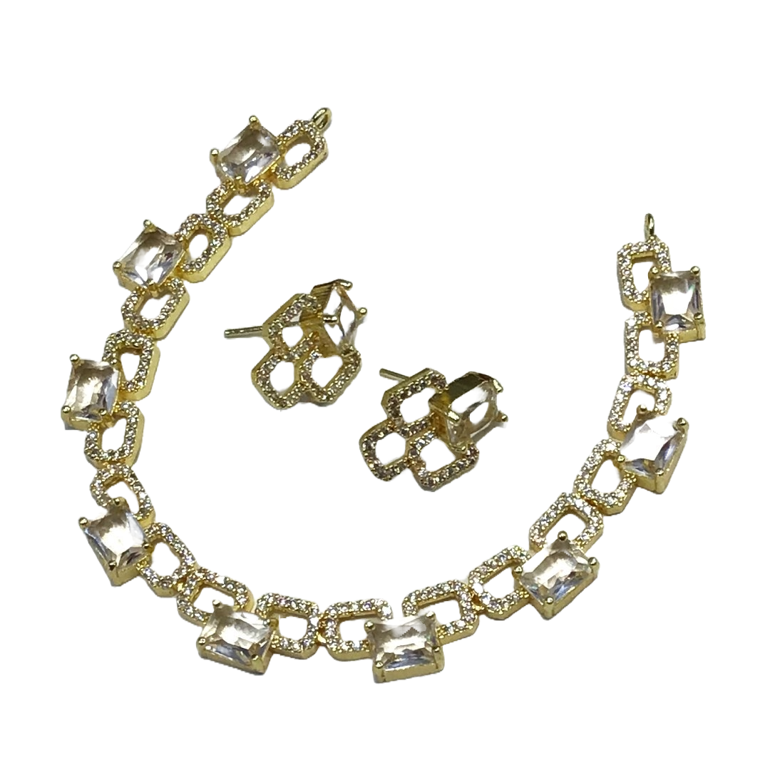 Crystal Clear Stone Neckless & Earring Set