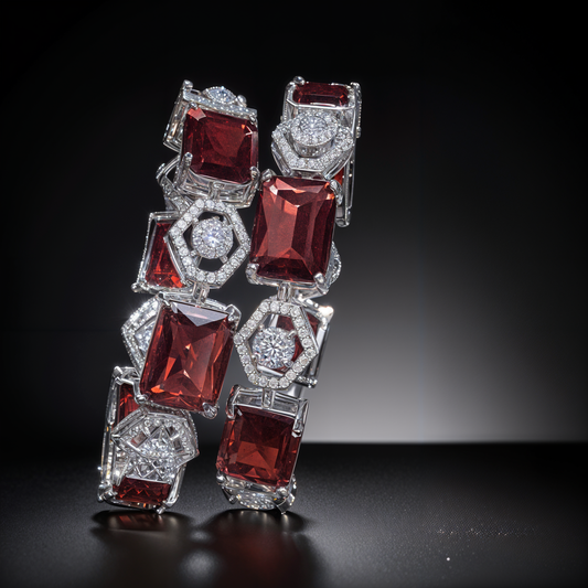 Elegant Red Gemstone Bangle Bracelet – Luxury Statement Jewelry
