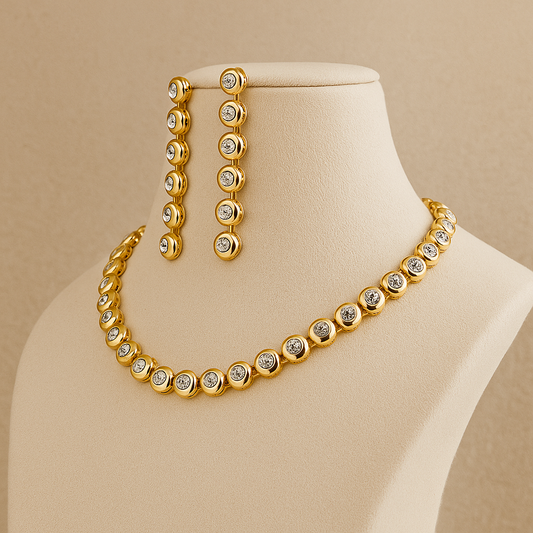 Crystal Rhinestone Necklace and Earrings Set