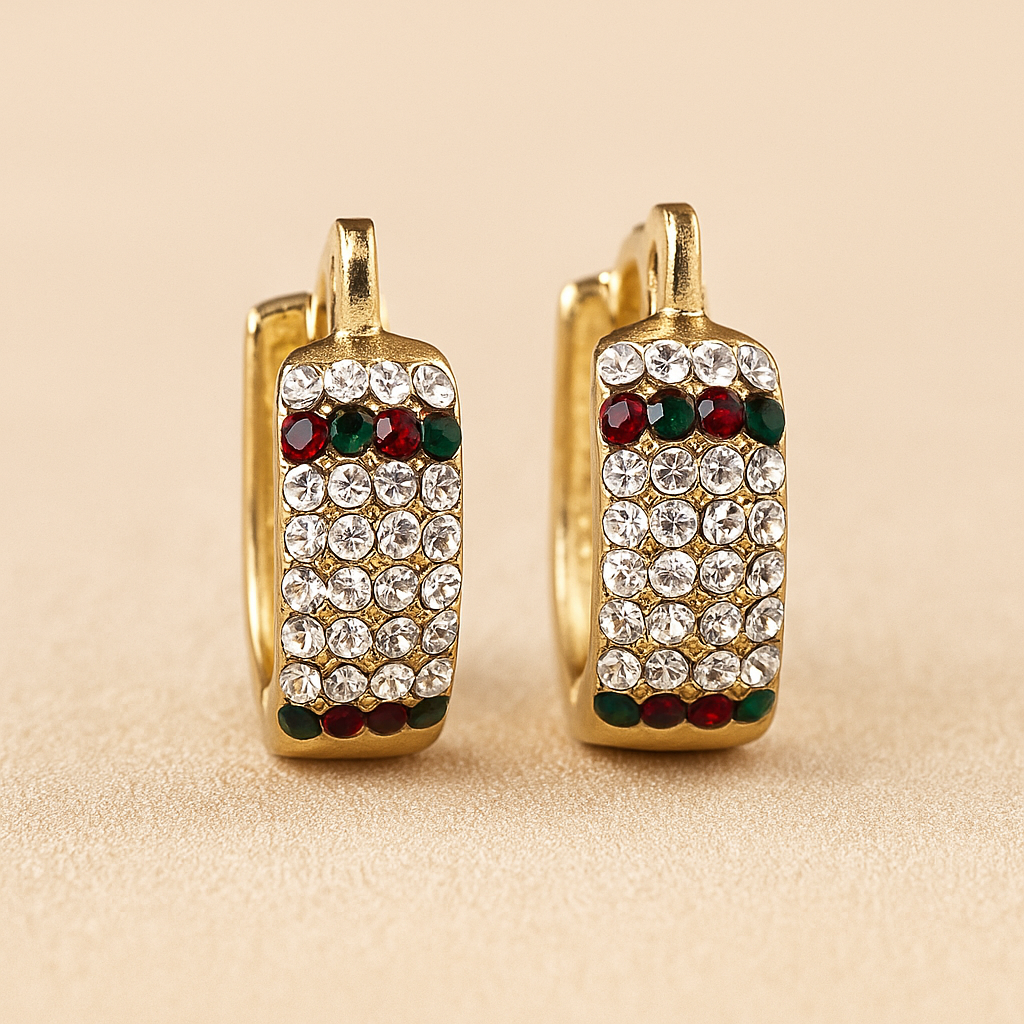 Gold-Plated Crystal Studded Earrings