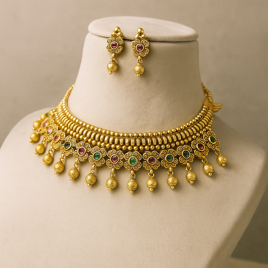 Traditional Gold-Plated Choker Necklace