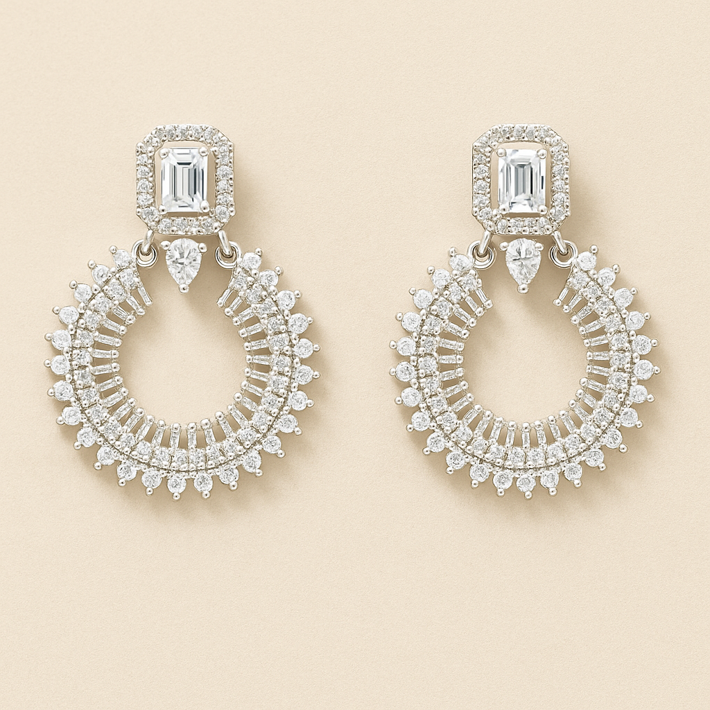 AD Glamorous Crystal Hoop Earrings – Sparkling Luxury Jewelry