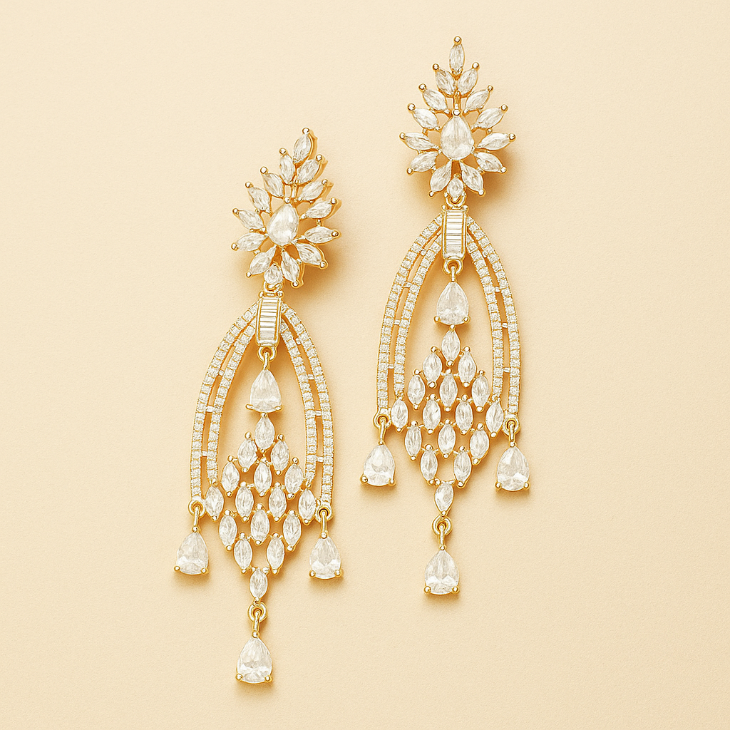 AD Elegant Crystal Chandelier Earrings – Luxury Statement Jewelry