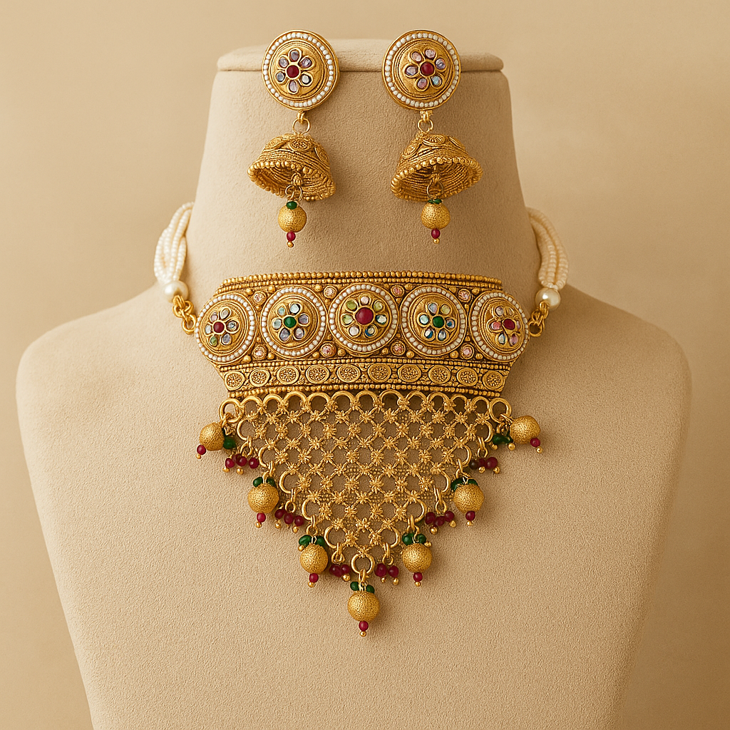 Exclusive High Quality Kundan Choker Necklace Set