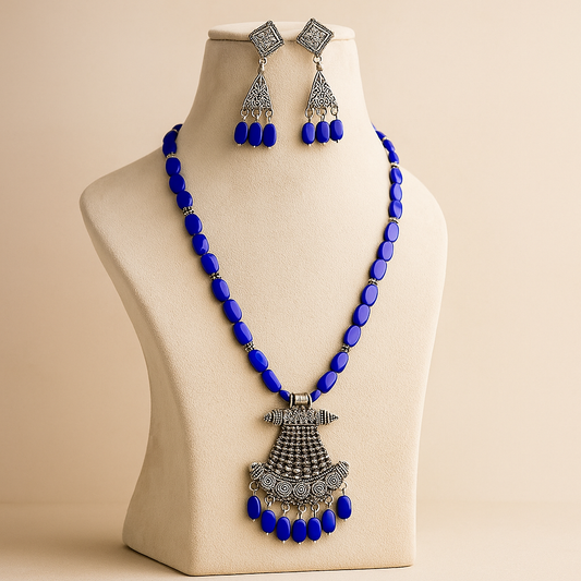 Vintage Purple Beaded Necklace Set with Antique Gold Sunburst Pendant