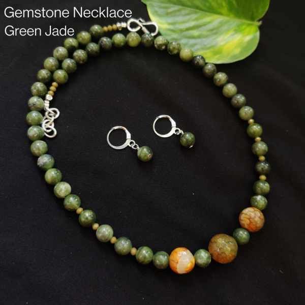 Gemstone Necklace, (Green Jade)