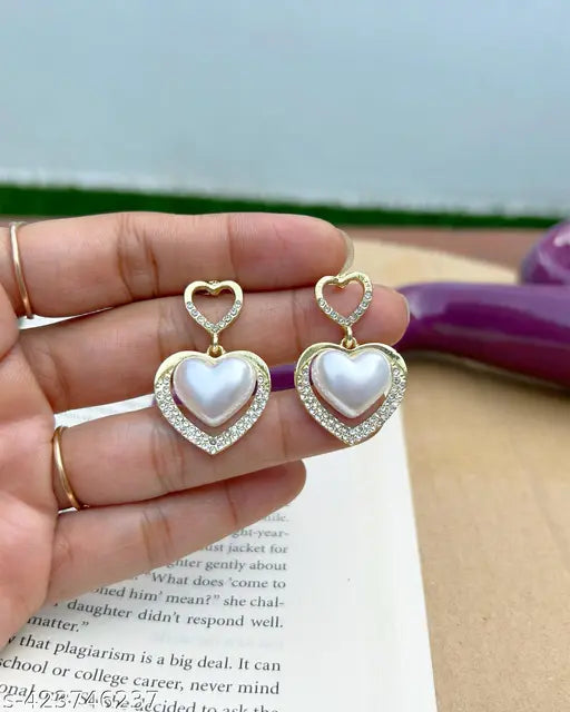 Dual Heart Shaped Earrings For Girls / Women