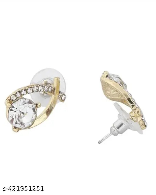 Gold-Pleated Contemporary Studs Earrings