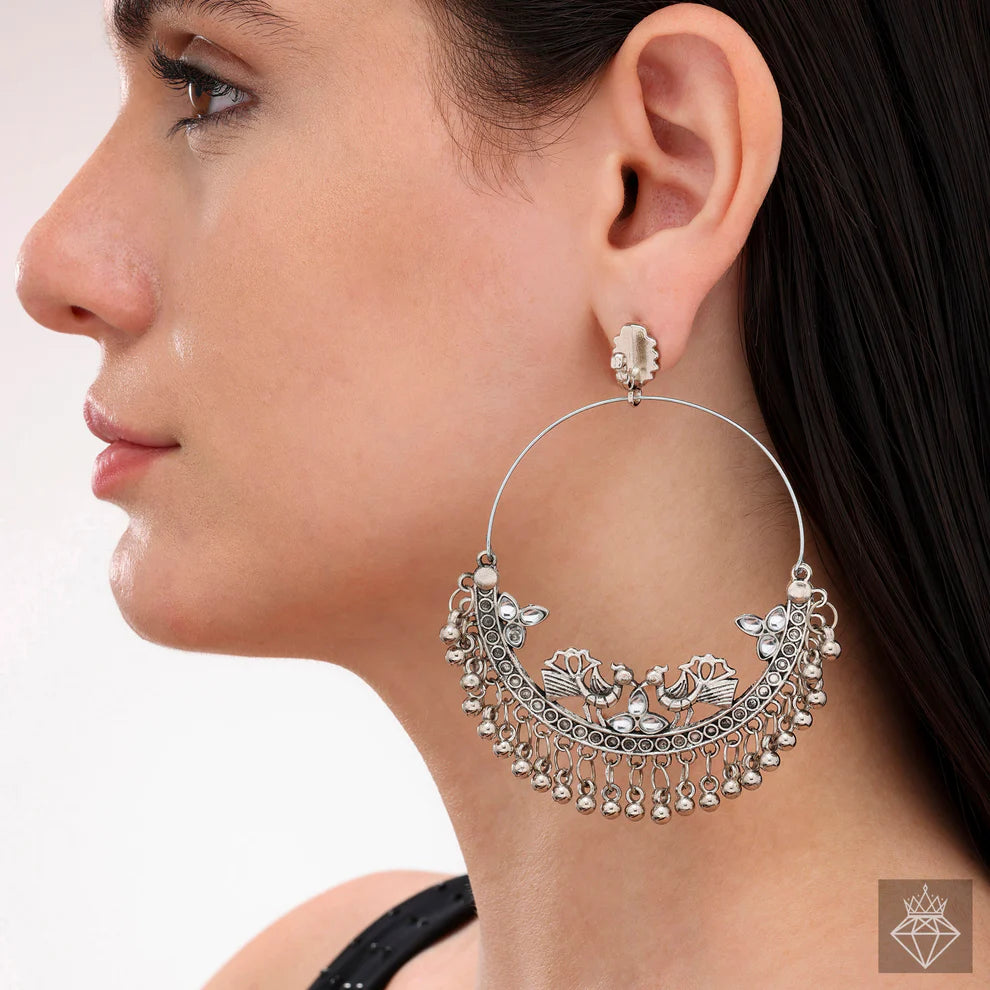 Peacock & Ghungroo Statement Earrings