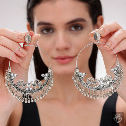 Peacock & Ghungroo Statement Earrings