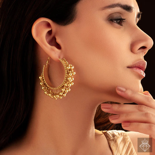 Anti-Tarnish Hoops with Ghungroo Charms