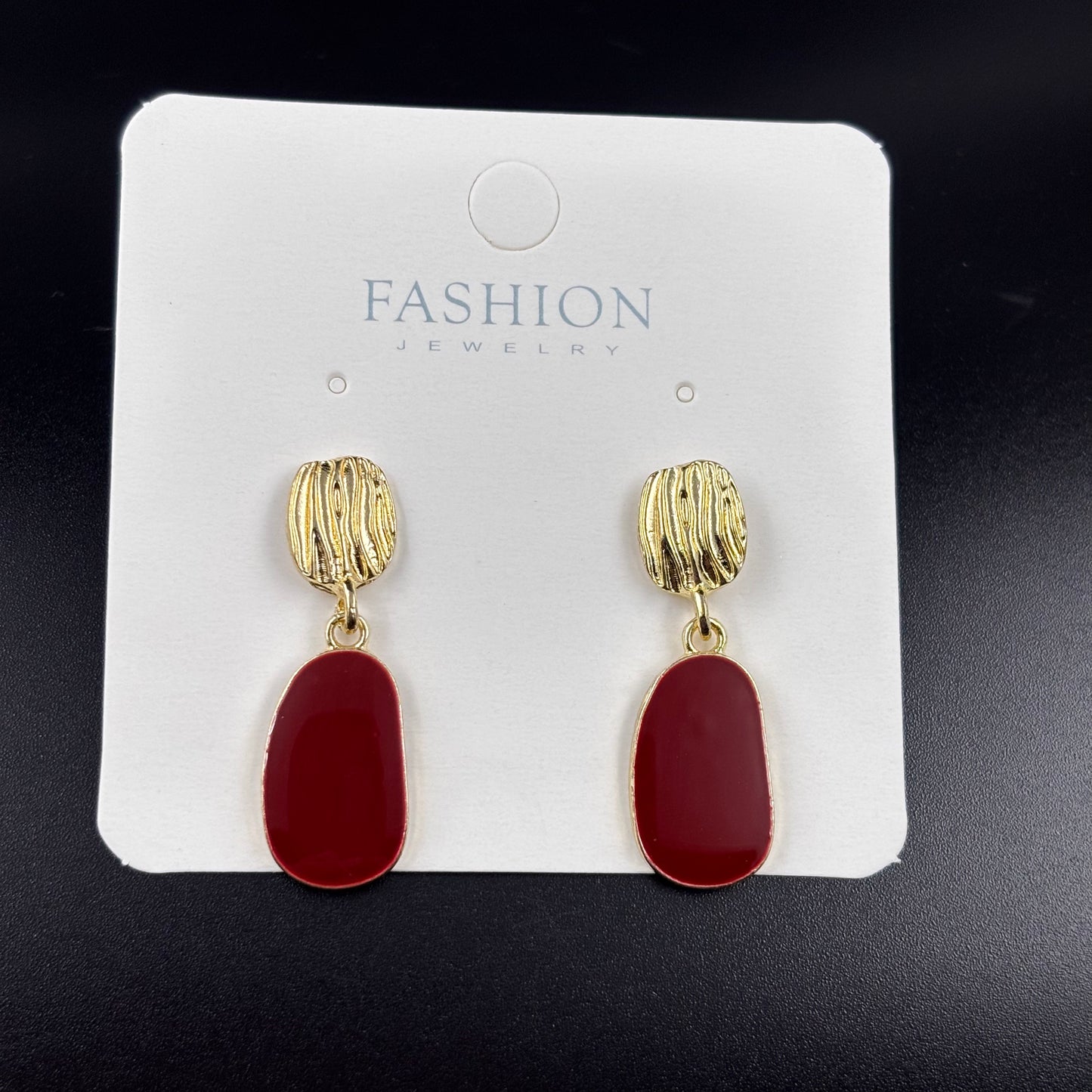 Textured Golden Enamel Earrings
