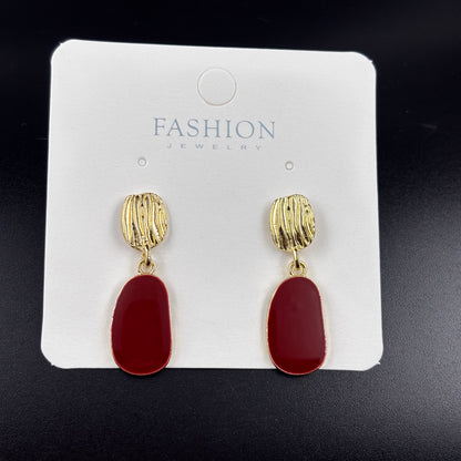 Textured Golden Enamel Earrings