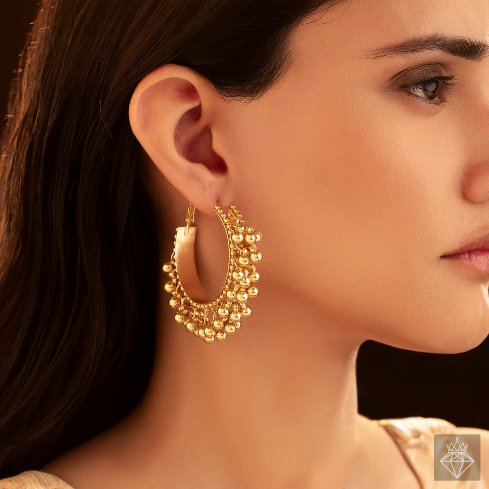 Anti-Tarnish Hoops with Ghungroo Charms