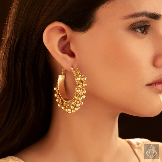 Anti-Tarnish Hoops with Ghungroo Charms