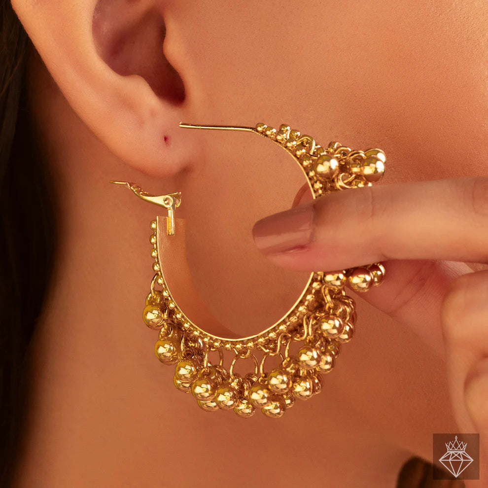 Anti-Tarnish Hoops with Ghungroo Charms