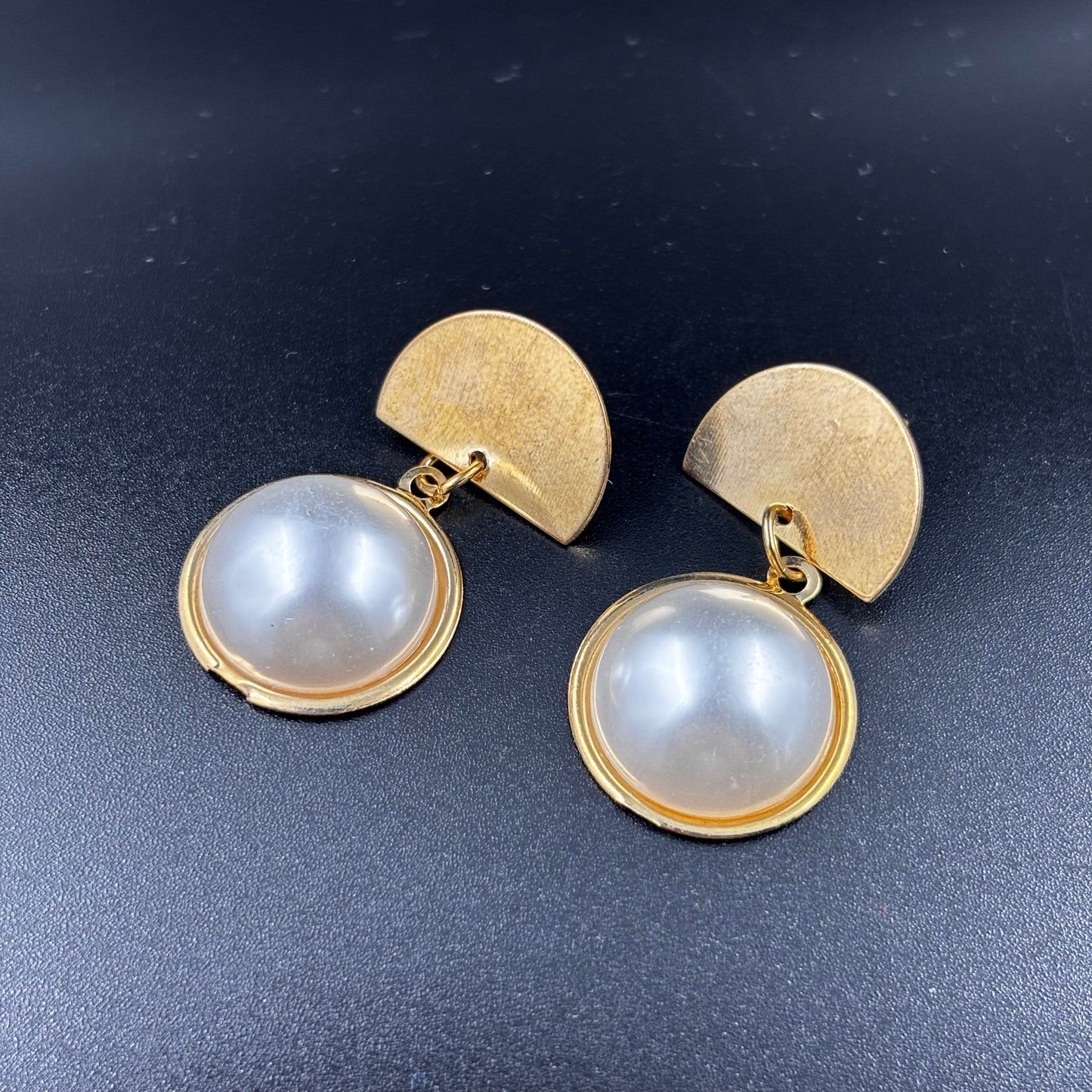 Elegant Gold & Pearl Dangle Earrings