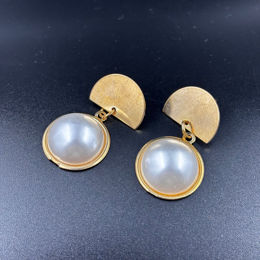 Elegant Gold & Pearl Dangle Earrings