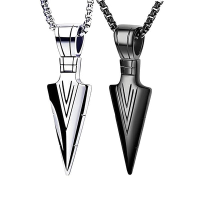 Arrowhead Pendant Necklace Cool Stainless Steel Spear Point Jewelry for Men Pharaoh's Spear Arrow Titanium Steel Necklace Unique Rock Hip Hop Spear Point Arrowhead Pendant Necklace Trendy Domineering