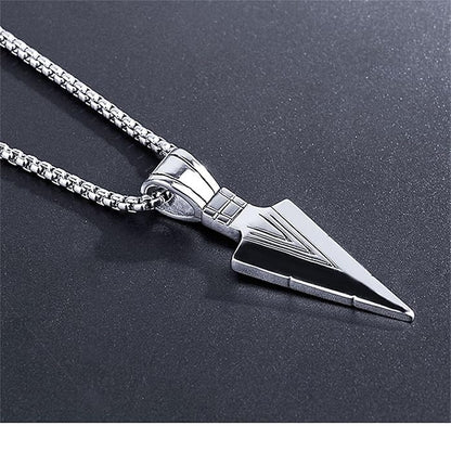 Arrowhead Pendant Necklace Cool Stainless Steel Spear Point Jewelry for Men Pharaoh's Spear Arrow Titanium Steel Necklace Unique Rock Hip Hop Spear Point Arrowhead Pendant Necklace Trendy Domineering