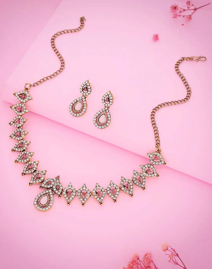 Baby Pink Gold Choker Necklace Set