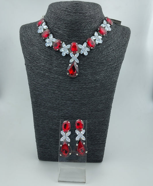 Elegant Crystal Necklace Set - Stunning Purple & Silver Jewelry