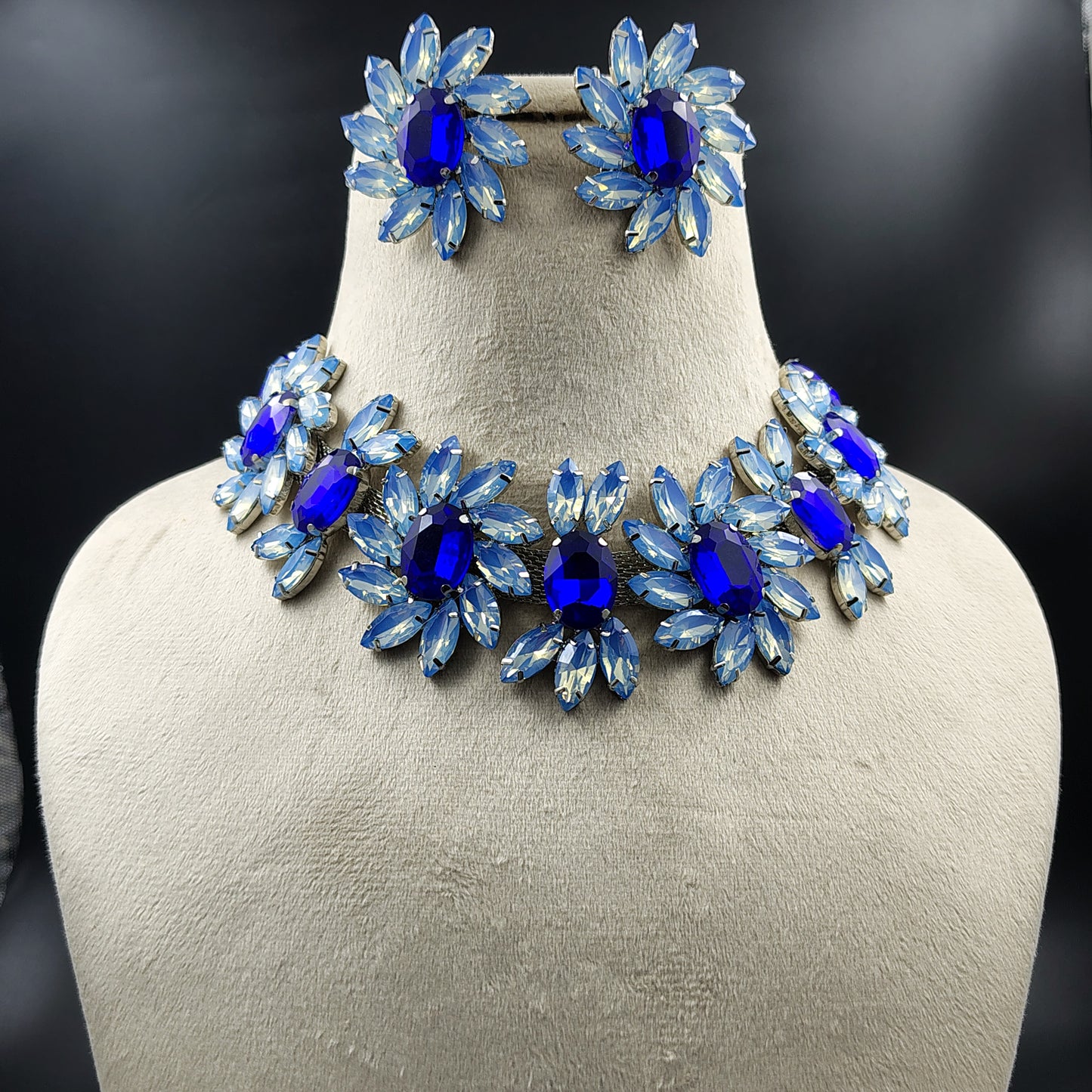 Crystal Flower Statement Necklace, Purple Iridescent Petals