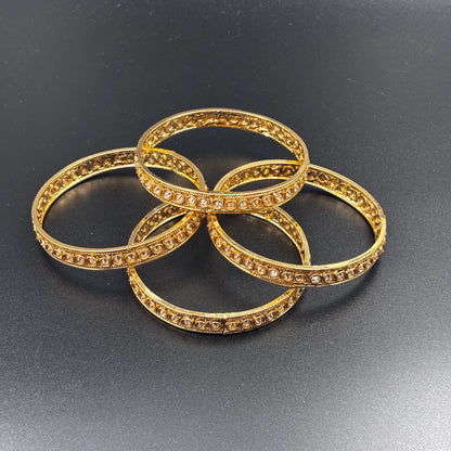 Traditional Gold-Plated Crystal Bangles Set