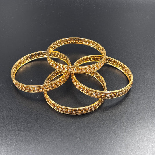 Traditional Gold-Plated Crystal Bangles Set
