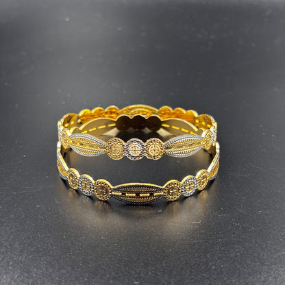Two-Tone Geometric Pattern Bangles Set