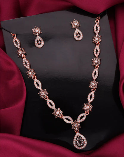 Grey Rose Gold Choker Necklace Set