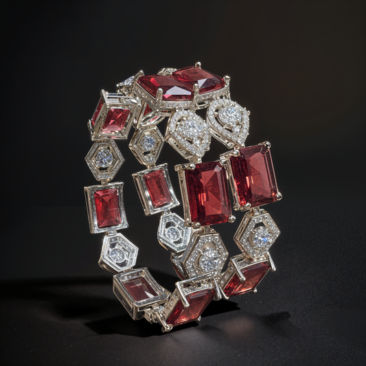 Elegant Red Gemstone Bangle Bracelet – Luxury Statement Jewelry