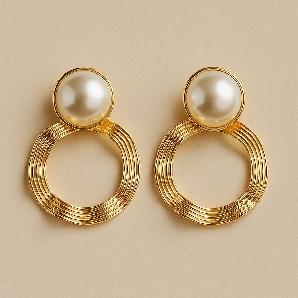 Elegant Pearl Hoop Earrings