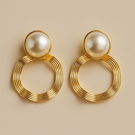 Elegant Pearl Hoop Earrings