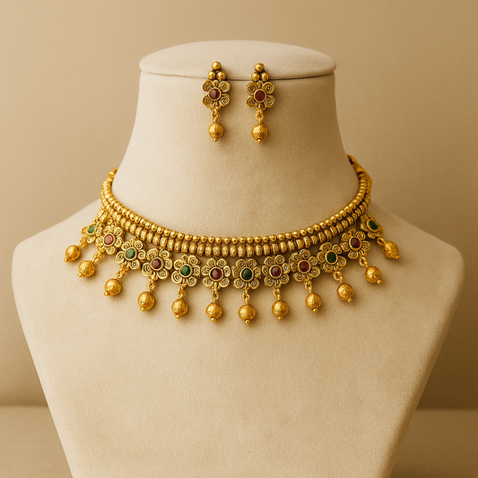 Traditional Gold-Plated Choker Necklace