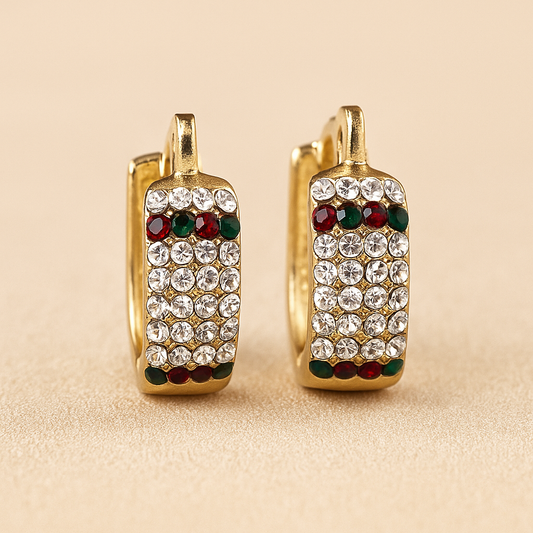 Gold-Plated Crystal Studded Earrings