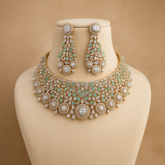 American Diamond Studded Choker Necklace Set