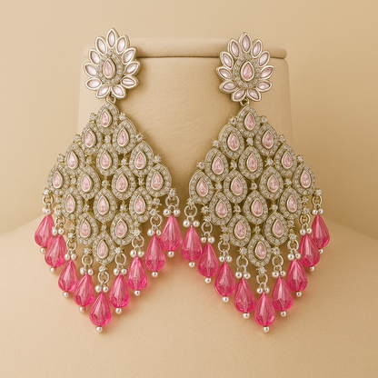 Traditional Indian Style Crystal Chandelier Earrings
